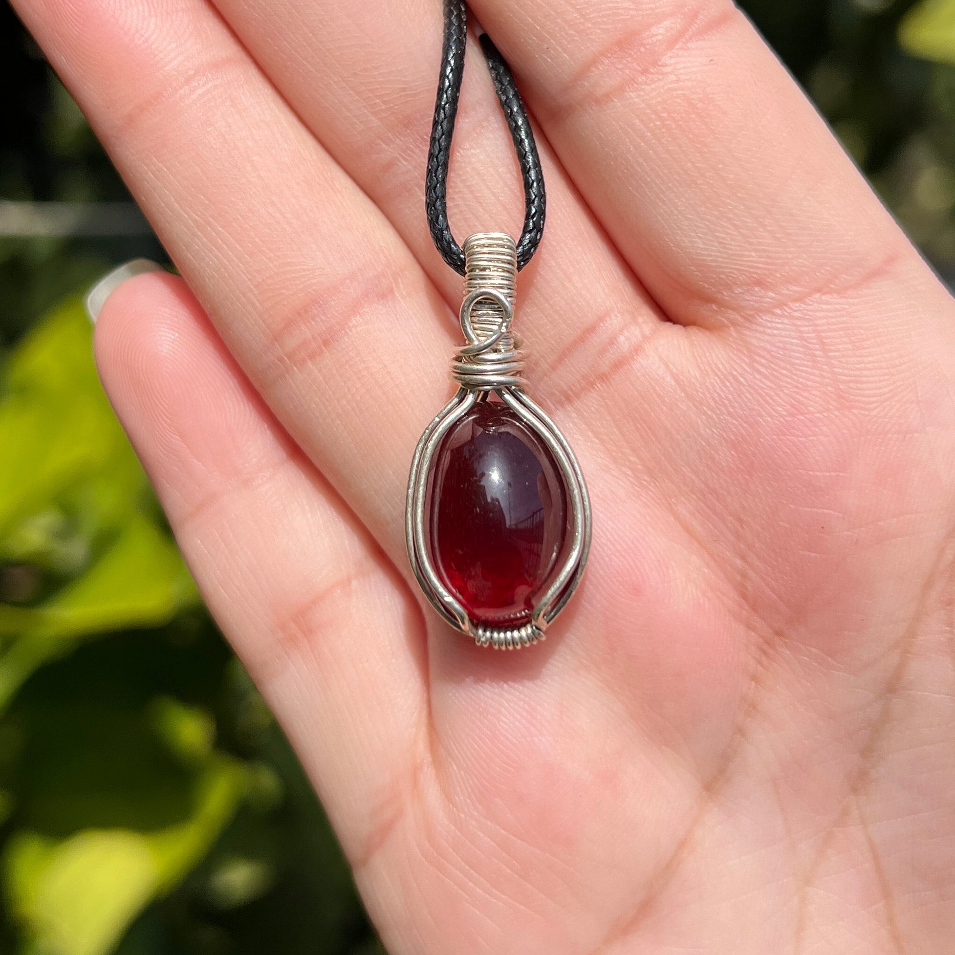 Dainty Garnet Necklace Angel Aura