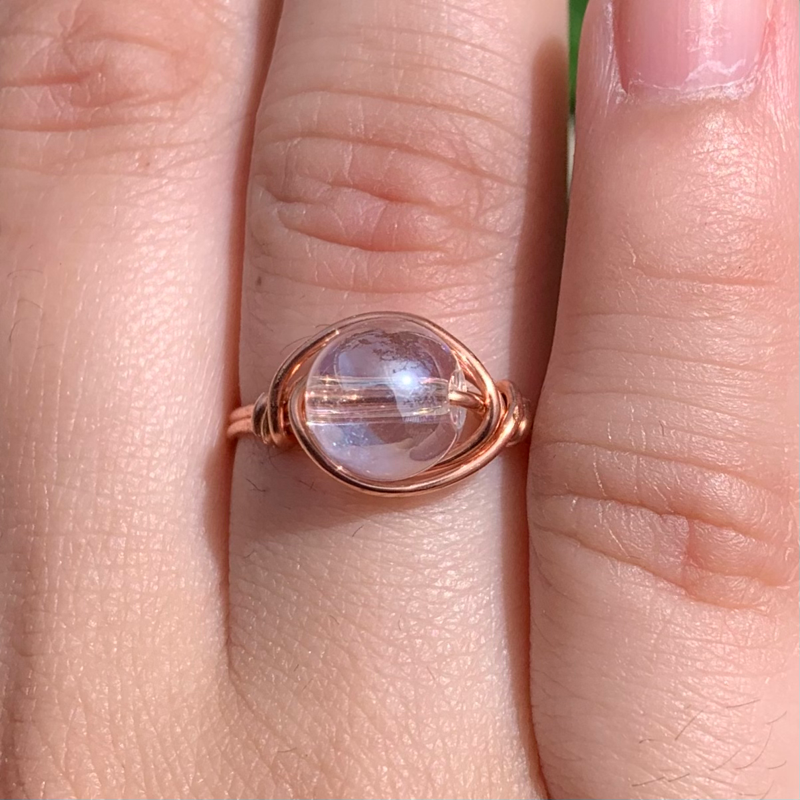 Angel Aura Quartz Wire Wrapped Ring Angel Aura